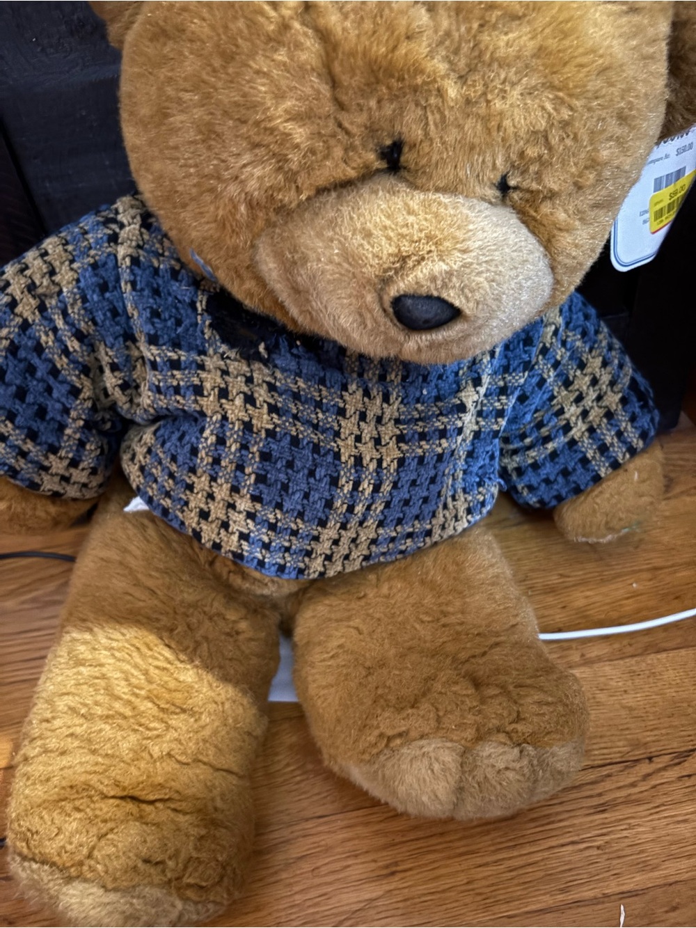 Kids Plaid Knit Jacket - Blue & Tan